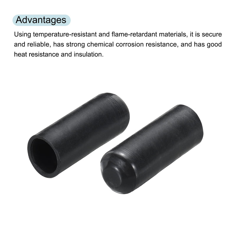 MECCANIXITY 10Pcs Heat Shrink End Cap 10mm ID x 30mm L 1.5:1 Ratio Heat Shrink Tubing Caps Lined Sealed Waterproof Adhesive for Electrical Wire Cable, Black 10