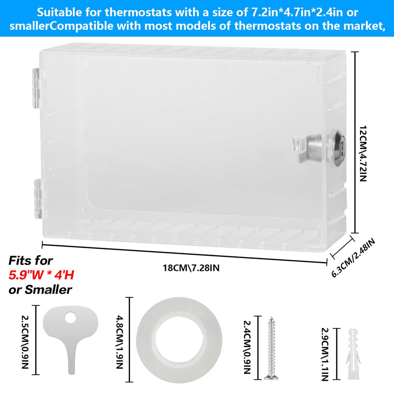 Baby proofing Thermostat Lock Box with Key,Clear Thermostat Lock Box Cover with Key,Thermostat Cover with Lock,Thermostat Guard for Thermostat on Wall 4"H x 5.9"W or Smaller,AC Lock Box Cover