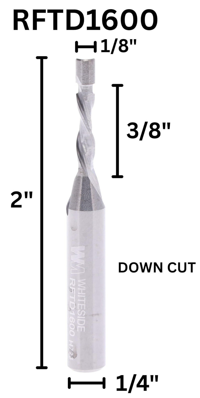 Whiteside Router Bits RFTD1600 1/8-Inch Cutting Diameter and Spiral Flush Trim Bit with Down Cut