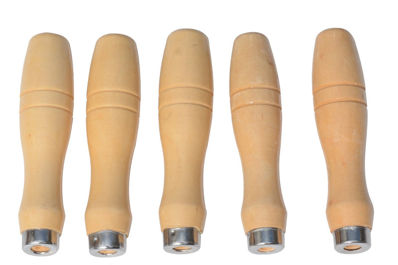 DS-Space Wooden File Handle with Strong Metal Collars for 4.0''-7.0'' File (5 Pack) (Medium) Medium