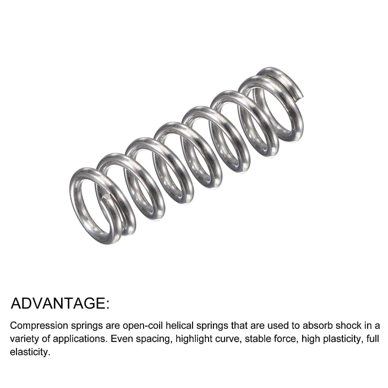 METALLIXITY Compression Springs (1.2x8mm OD,25mm Free Length) 5Pcs, 304 Stainless Steel Extension Spring - for Shop Home Repairs, DIY Projects, Silver Tone 1.2x8mmx25mm