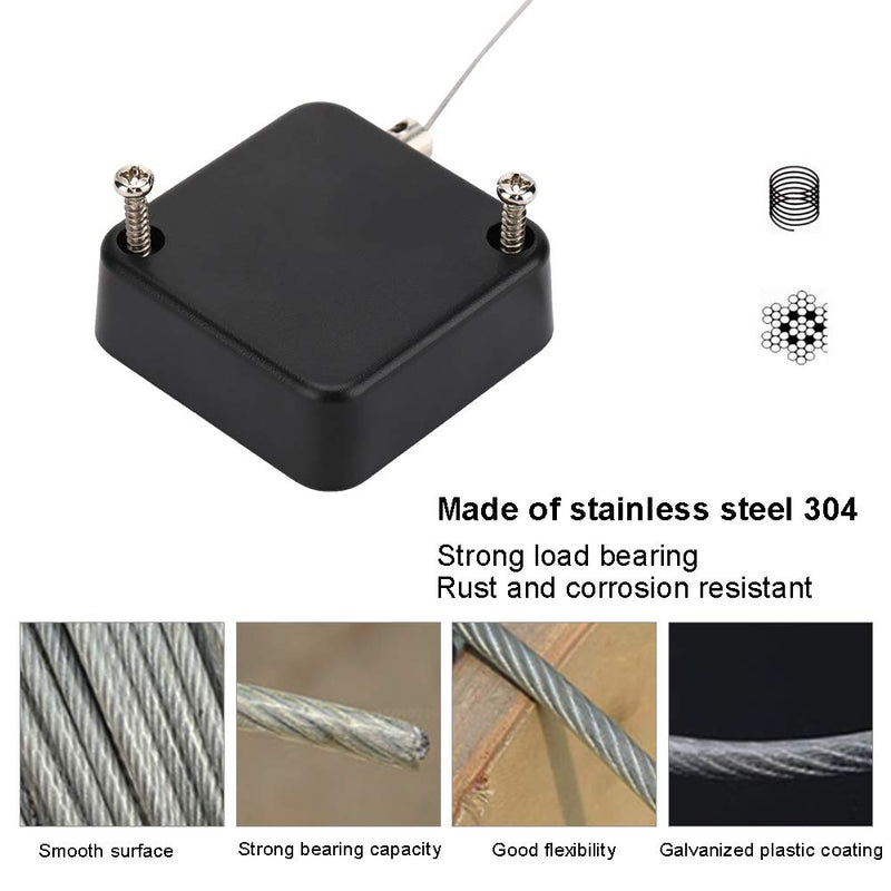 Loradar Retractable Cable Lock with Cable Tether Safety Strap, Wire Rope Safety Lock for Earphone and All Kinds of Exhibits Such As Glasses, Shoes, Key Box, Jewelry, Watches-2 Pack Black5