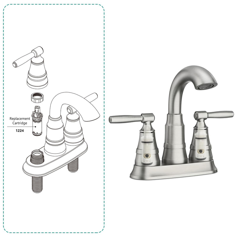 1224 1224B Faucet Cartridge Replacement Kit For Most Double Handle Moen Faucets and Tub/Showers Repair Kit,Replacement Compatible with Moen Two Handle Faucets,4 Pack 1224 Cartridge