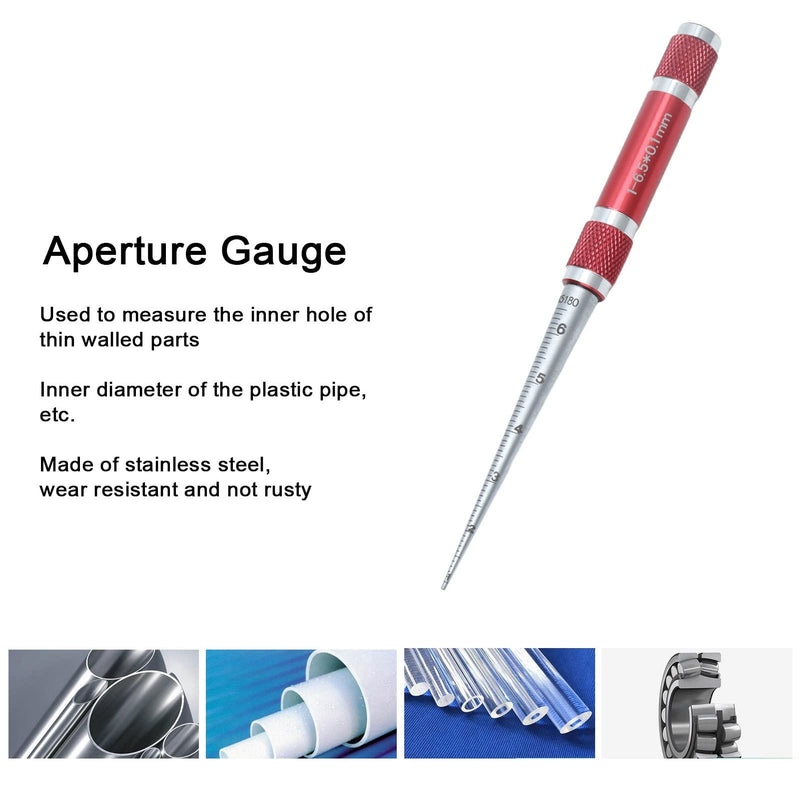 Hole Tapered Ruler, Taper Aperture Gauge Stainless Steel Conical Inner Diameter for Plastic Tubes DIY Equipment Thin Walled Parts DIY Hardware 1‑6.5mm Inspection Measurement Tool