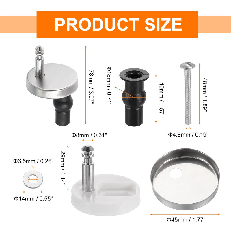 uxcell 4Pcs Toilet Seat Hinge Fixings, Quick Release Top Fix Nuts Screws Hole Fittings, Expanding Rubber Screw Toilet Seat Hinge Replacement with 45mm Base 4