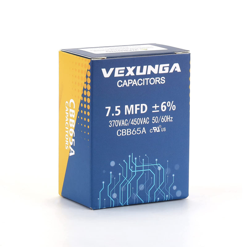 7.5uF 370/440VAC 50/60Hz CBB65 CBB65A Oval Run Start Capacitor 7.5 MFD 370V/440V Air Conditioner Capacitors for AC Unit Fan Motor Start or Pool Pump or Air Condenser Straight Cool [V01] 7.5uF Oval