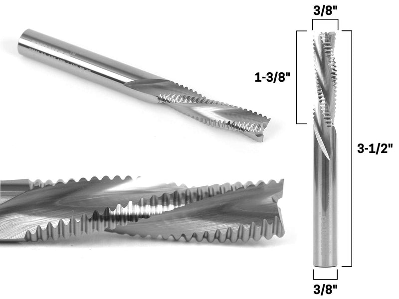YONICO Downcut Router Bits Spiral 3 Flute Solid Carbide CNC Rougher End Mill 3/8-Inch Dia. 3/8-Inch Shank 36269-SC 3/8" Diameter - 1-1/4" Length