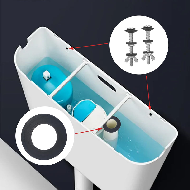 Universal Toilet Tank to Bowl Gasket & Tank to Bowl Bolts, with 2 Kind Gasket and 4 Pcs 3.15‘’Stainless Steel Heavy Duty Rustproof Bolt, Fit Most 2-Inch and 3-Inch Flush Valve Opening