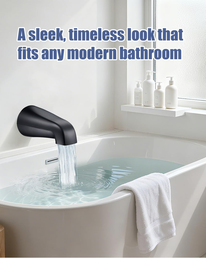 Universal Bathtub Faucet Tub Spout – Fast-Fill, No-Leak, Easy Install Metal Tub Faucet Replacement, Fits 1/2" Slip-Fit Copper Pipe and 1/2" IPS & 3/4" IPS Thread Connections (Matte Black) Matte Black