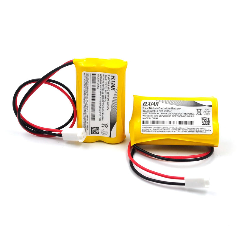 (2-Pack) 2.4V 800mAh Ni-CD Battery Pack Replacement for Dual-Lite 0120822, Dantona Custom-7, LITHONIA ELB-2P41N (CUSTOM-29), ELB-4804N (CUSTOM-241), Custom-276, OSA030 Exit Sign Emergency Light