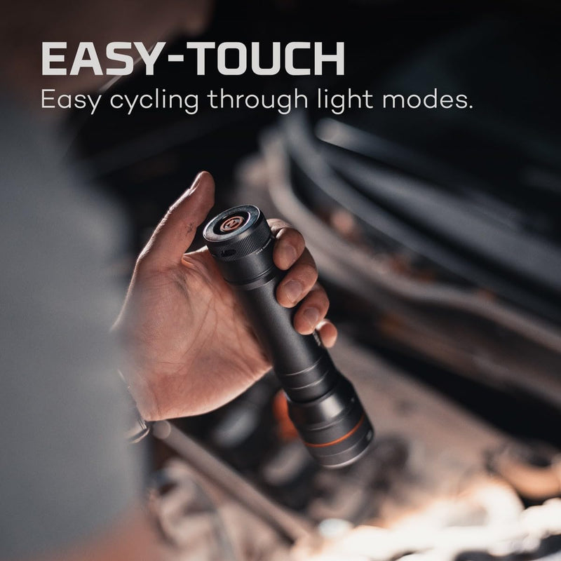 NEBO Newton Powerful LED Handheld Flashlight | AA Battery Powered Compact Waterproof Flashlight | Storm Gray | Available in 500, 1000, 1500 Lumens 1000 Lumens
