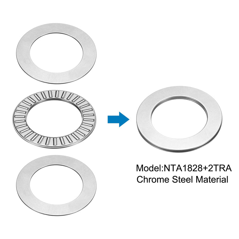 uxcell 5 Sets NTA1828+2TRA Thrust Needle Roller Bearings with Washers, 1-1/8 x 1-3/4 x 5/64 inch Chrome Steel Needles Roller Bearing, P5 (ABEC 5)