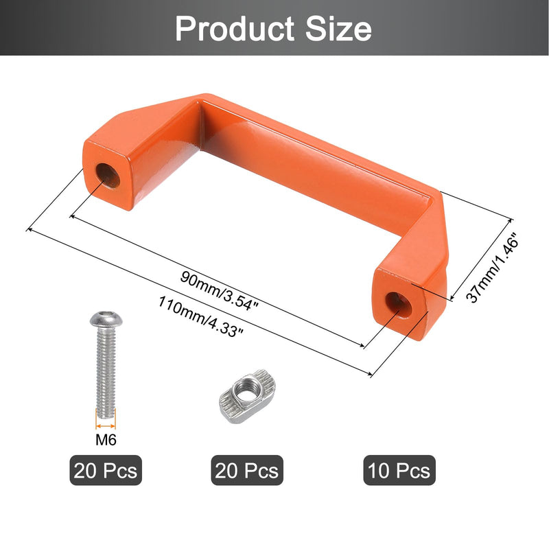 uxcell 10 Pack Rectangular Pull Handle, 90mm/3.5" Hole Center Aluminium Alloy Door Handle Modern Drawer Pull for Drawer Cabinets Gate Garages, Orange 90mm/3.5"