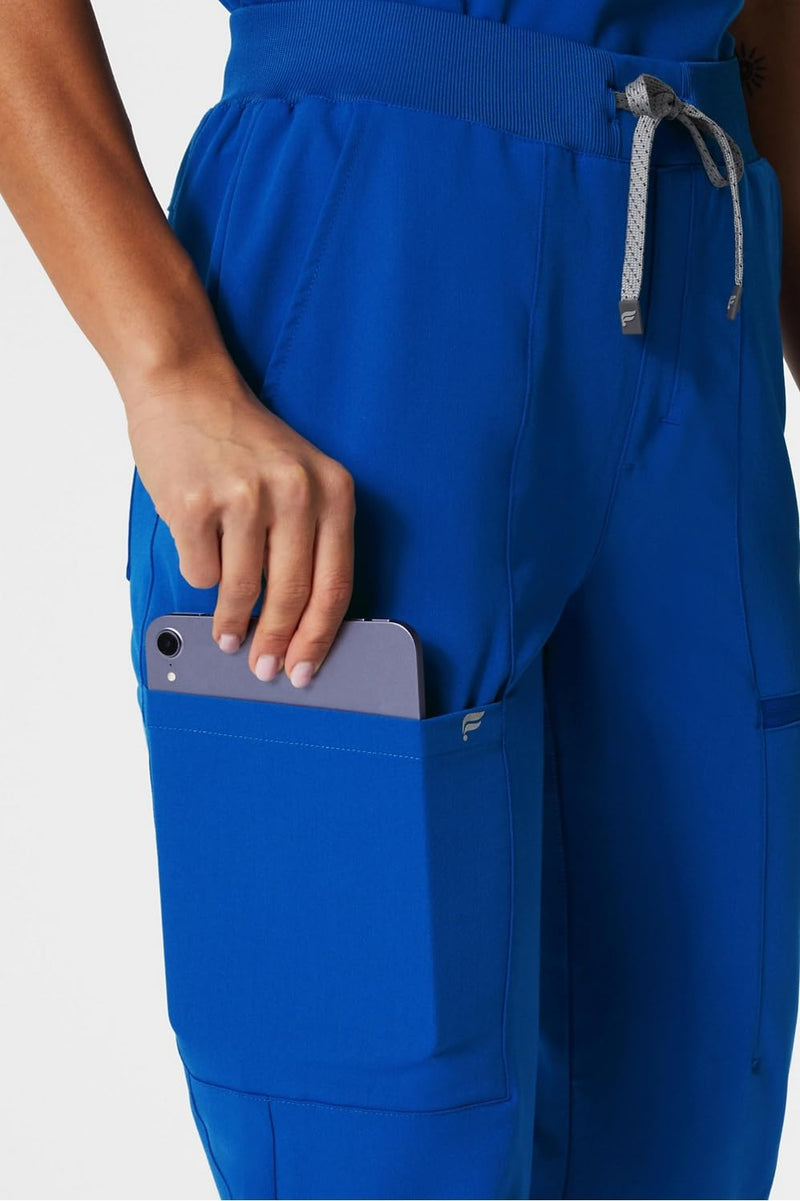Fabletics Women's High Rise Active Scrub Jogger - MotionTech, 4-Way Stretch, Pocket-Packed, Lightweight, Semi-Slim Fit Regular Medium Royal Blue
