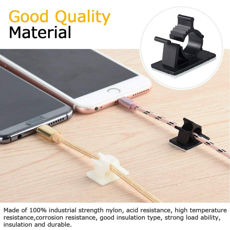 Viaky 30 Pcs Black Cable Wire Clips Adjustable Nylon Wire Holder Adhesive Cable Management Suitable for Maximum Diameter 0.5 inch (12.5mm) Cables 30b-0.5inch
