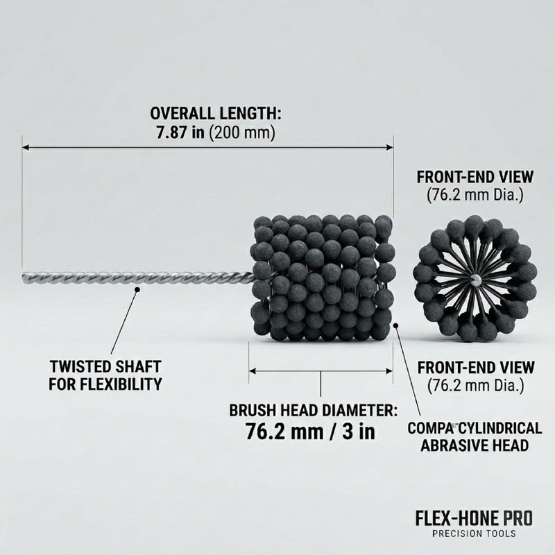Engine Cylinder Hone Tool, 3 Inch 240 Grit Silicon Carbide Ball Brush Flexible Cylinder Honing Tool