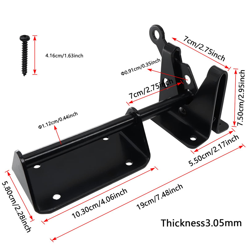 Heavy Duty Automatic Latch for Wooden & Metal Gates, Vinyl Fence, Self Locking Outswinging Pool & Dog Gate Door Latch with Gravity Security & Cable Pull Opener, Black
