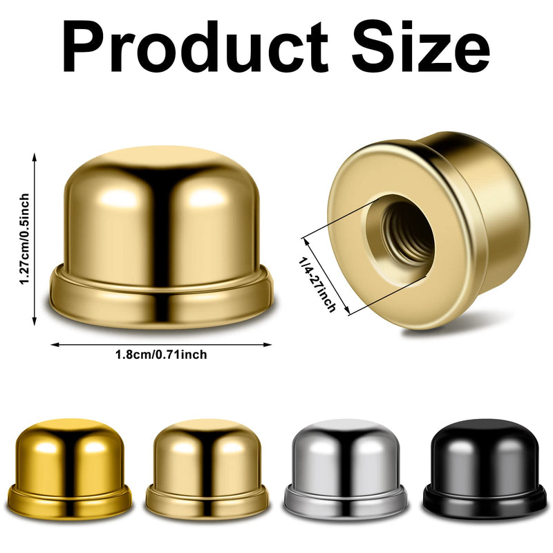 Honoson 8 Pcs 1/2 Inch Lamp Finial Tapped 1/4-27 Lamp Finials Caps Knob Accessories Tall Plated Steel Finials for Light Shade Holder Harp Tops(Gold, Silver, Black, Bronze) Gold, Silver, Black, Bronze