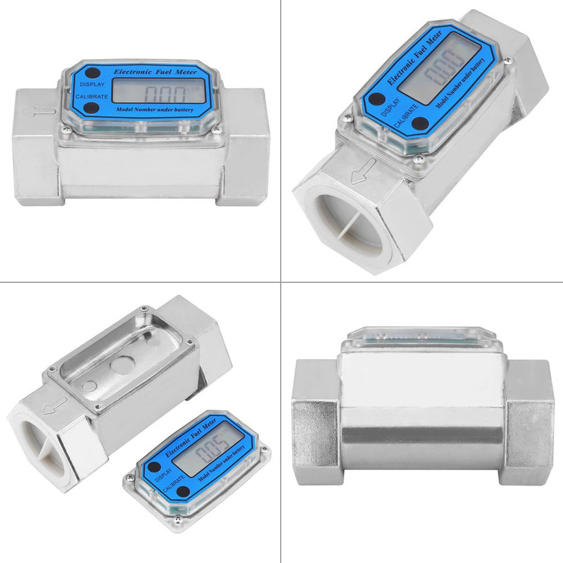 Turbine Meter 15-120L/min 1.5inch NPT Digital Meter HD Displays Water Meter Oil Fuel Gasoline Meter Blue
