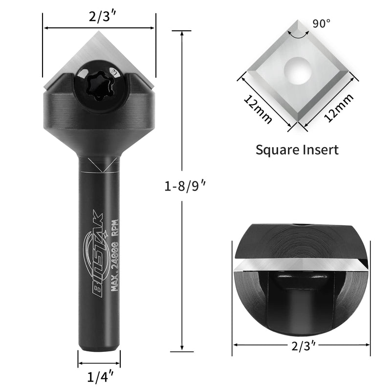 90 Degree V Groove Router Bit 1/4 Inch Shank, Carbide Insert Wood CNC Router Bits for Woodworking Engraving Carving V Bit 1/4" Shank-90 Degree