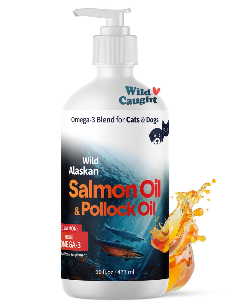 Wild Alaskan Omega 3 Salmon Oil for Dogs - Fish Oil for Dogs Natural Liquid - Must-Have Cat & Dog Essentials for Health - Cat and Dog Supplies Supports Skin & Coat - 16 Fl. Oz 16 fl oz
