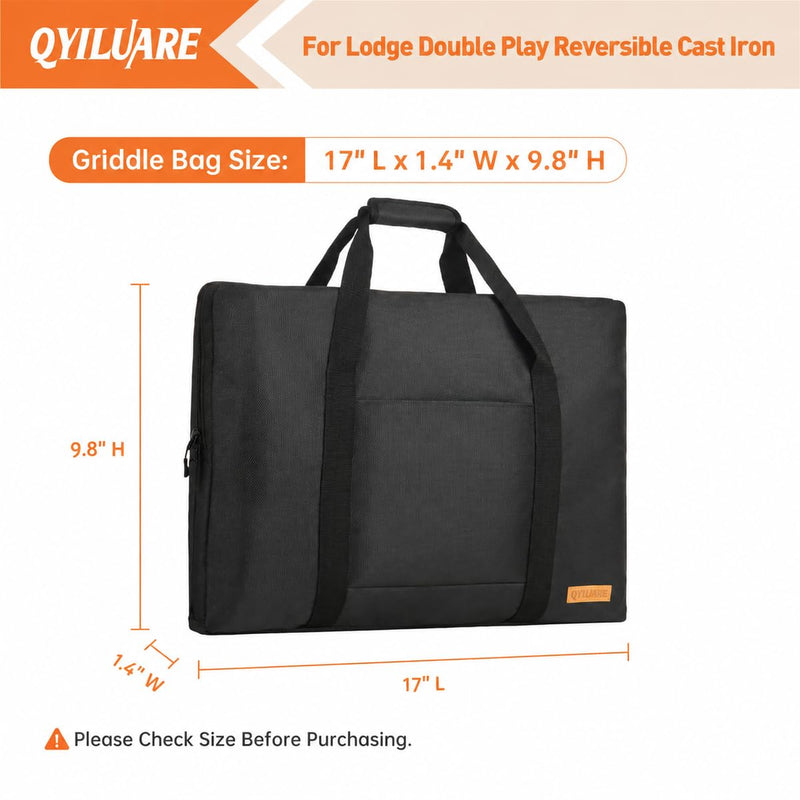 Heavy Duty Griddle Carry Bag for Lodge Double Play Reversible Cast Griddle 17" L x 1.4" W x 9.8" H