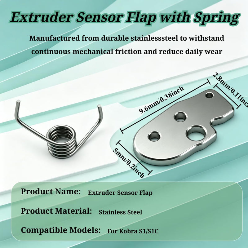 Extruder Sensor Flap Replacement Kit with Spring, Metal Extrusion Sheet Compatible with Anycubic Kobra S1 / S1C Series 3D Printer, Extruder Accessories (10pcs) 10pcs