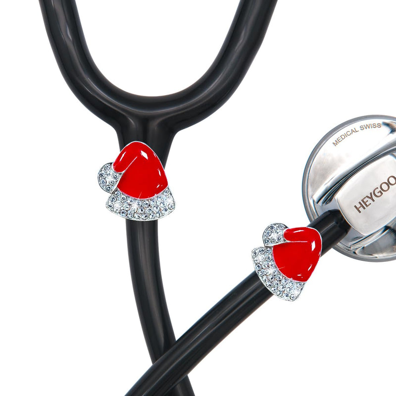 2 Pack Bling Santa Hat Stethoscope Charms, Christmas Hat Stethoscope Tag for Doctor Nurse