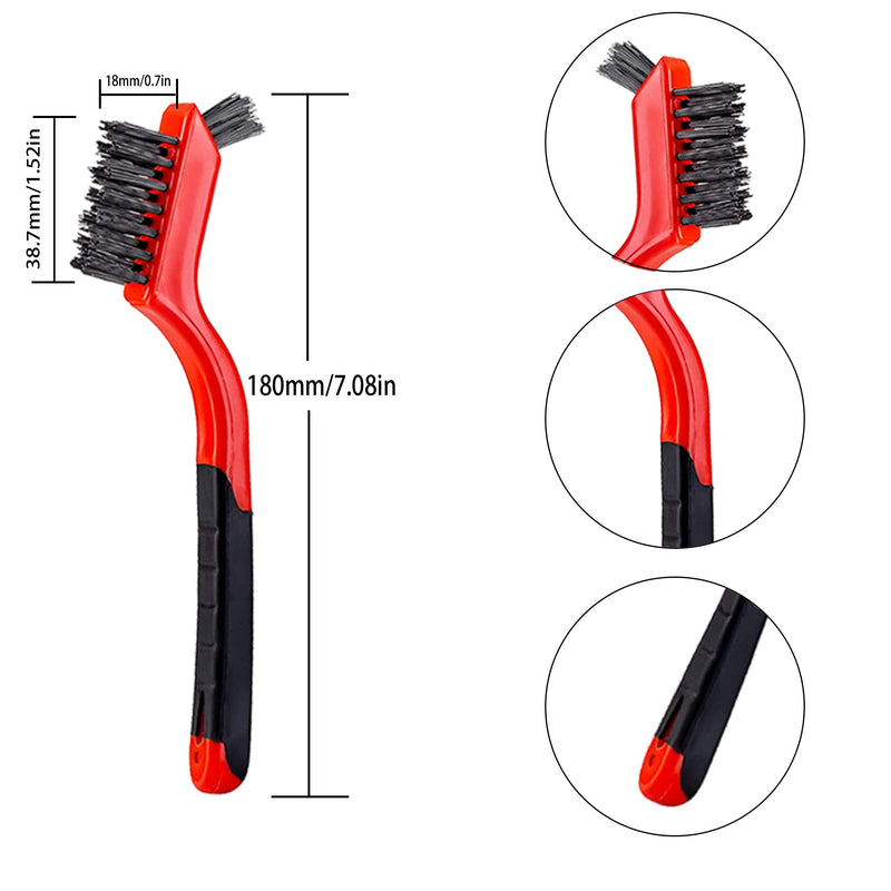 Wire Scratch Brush Set Soft Grip for Rust, Dirt & Paint Scrubbing with Deep Cleaning (24, 24PCS - 10PCS Stainless Steel Wire 10PCS Brass Wire and 4PCS Nylon Wire) 24