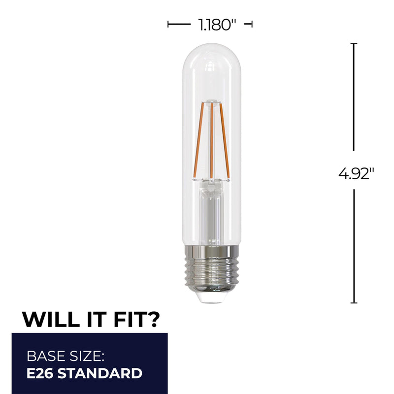 Bulbrite LED Filament T9 Bulb, 3000K, Dimmable, 5W, E26 Base, 400 Lumens, 120V, CRI 90, Soft White Light, Chandelier with Medium Base (4 Pack) 4