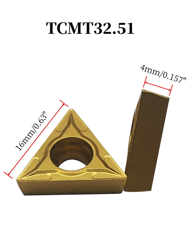 1/2inch Shank Chamfering Tool Bit Turning Tool Holder Boring Bar with 10pcs TCMT32.51 Replacement Carbide Turning Inserts for Steel
