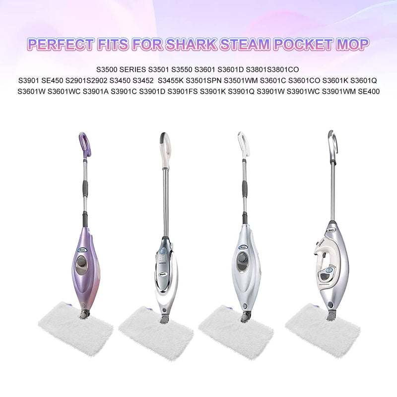Steam Mop Replacement Pads for Shark Steam Mops S3500 Series S3501 S3601 S3550 S3901 SE450 S3801CO S3601D S2901 S2902 Steam Pocket Mop Pads Floor Cleaning Microfiber Reusable for Shark Mop Pads,6 Pack 6 Pack-shark 3501 Series
