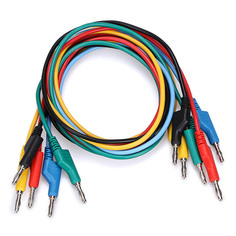 Sumnacon 5pcs Banana to Banana Plug Test Lead Set, 4mm Stackable Banana Plug Wire Test Cable Lead for Multimeter, Electrical Test Wire 1000V/15A 1 m