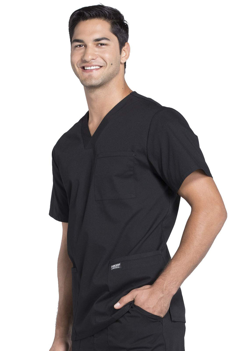 Cherokee Scrubs for Men Workwear Professionals V-Neck Four-Pocket Scrub Top WW695 Large Black