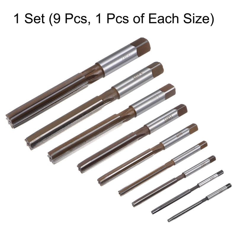 uxcell 9pcs Hand Reamers Set 3mm 4mm 5mm 6mm 8mm 10mm 12mm 14mm 16mm H7 Metric Alloy Steel Reamer Bit Straight Flutes Steel Cutting Tool for Metal Wood Hole Reaming