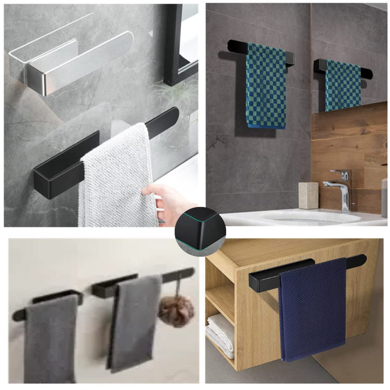 szhdxsy 2pcs Towel Holder SUS 304 Stainless Steel Towel Rod, Self Adhesive Towel Holder Towel Rod Towel Rack for Bathroom,Kitchen (Black) 8.6 Black 2