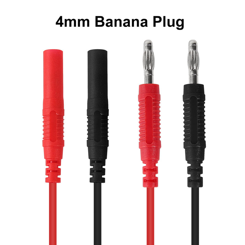 UMLIFE 8PCS Multimeter Test Lead Extension Male to Female Connector 4mm Banana Plug to Jack Heavy Duty 14AWG Silicone Wires Meter Leads Probes 3.3 Ft