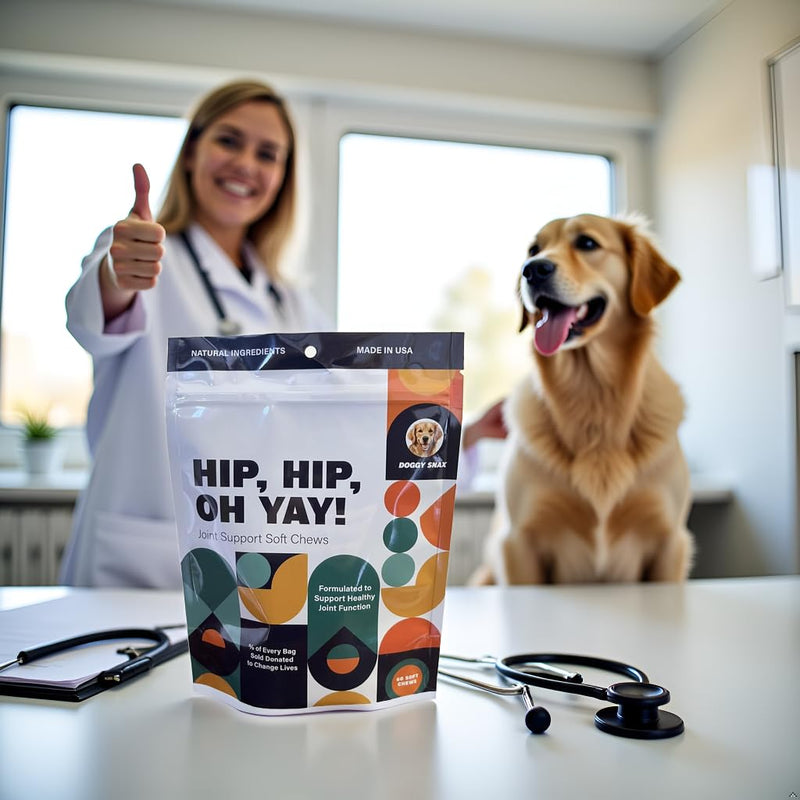 Hip Hip Oh Yay! Canine Hip & Joint Supplement Soft chew with Glucosamine, Chondroitin, Green Lipped Mussel, MSM, Hyaluronic Acid, Boswellia and so Much More!