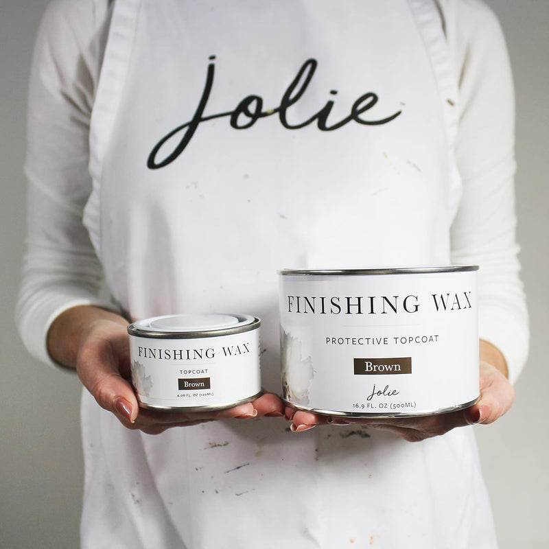 Jolie Finishing Wax - Protective topcoat Paint - Use on interior furniture, cabinets, walls, home decor and accessories - Odor-Free, Non-Hazardous - Brown - 120 ml 4.06 Fl Oz (Pack of 1)