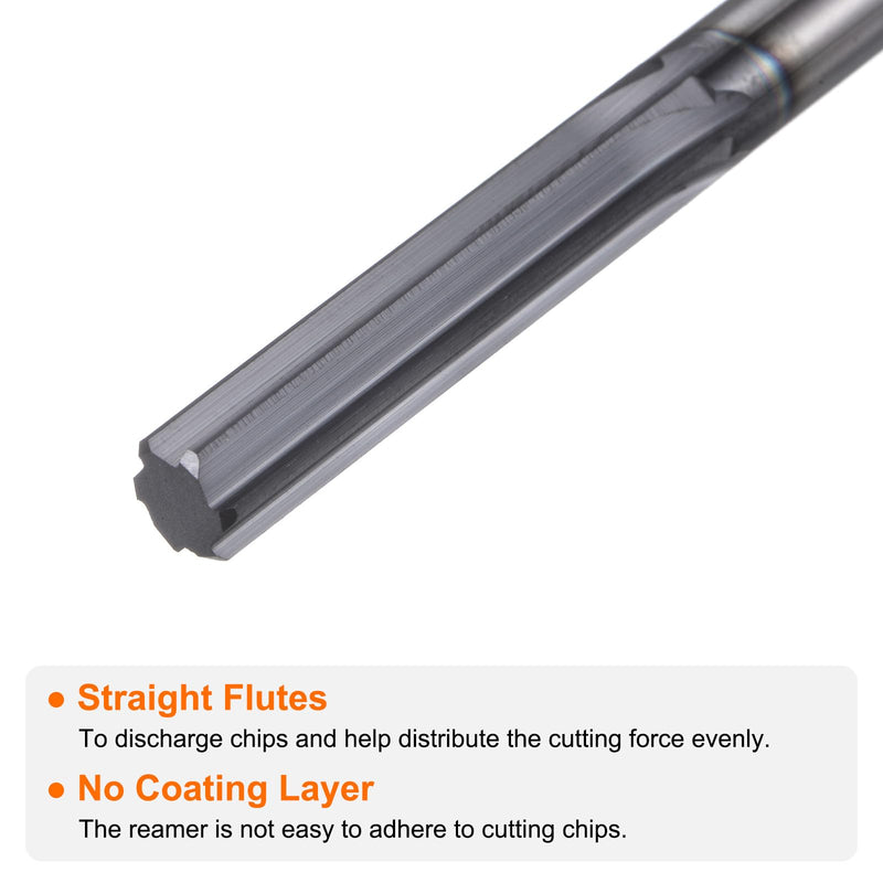 HARFINGTON Carbide Chucking Reamer 0.26"(6.6mm) Dia Straight Flute Straight Shank Machine Reamer Tool for Metal and Lathes CNC Machining Centers, Black 0.26"