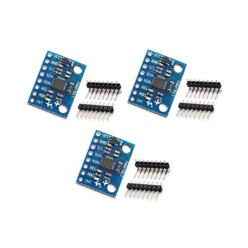 3 Pieces of GY-521 MPU-6050 MPU6050 3-Axis Accelerometer Gyroscope Module 6 DOF 6-Axis Accelerometer Gyroscope Sensor Module with 16-bit AD Converter Data Output IIC I2C for Arduino