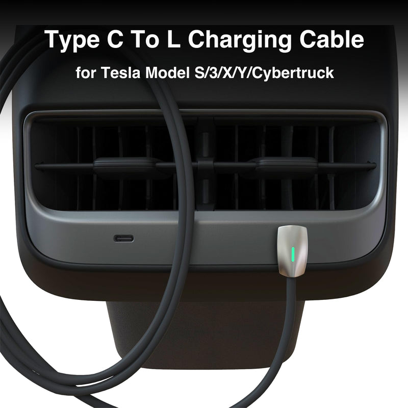 2 in 1 USB C to L,USB C to USB C Fast Charging Cable for 2026 Tesla Model 3/Y/X/S/Cybertruck 90° Right-Angle Charging Cable Compatible with iPhone 11/12/13/14 and Vehicles Dock(4FT,60W) 2 in1