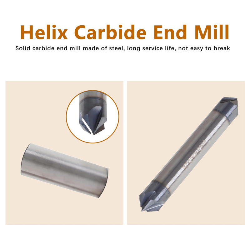kimllier 3/8 Inch 4 Flute 90 Degree Double End Helix Carbide End Mill Tialn Coated