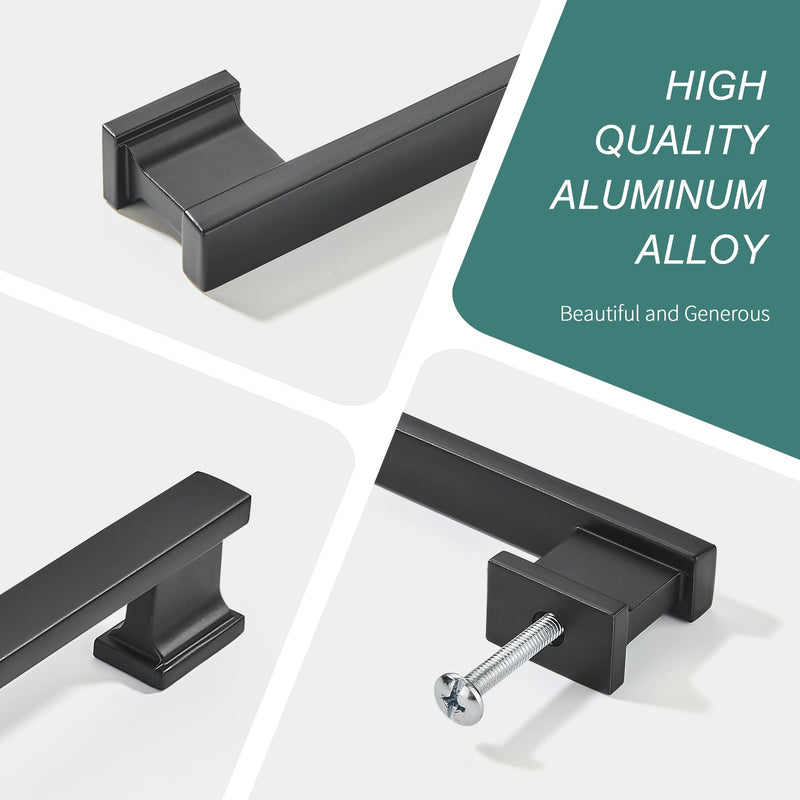 AVICCI 10 Pack Cabinet Handles-5”128mm Screw Spacing Mattle Black Kitchen Drawer Pulls Cabinet Hardware Handles Wardrobe Bedroom Dresser Cabinet Pulls 5"(128mm)Hole Center-10Pcs Matte Black