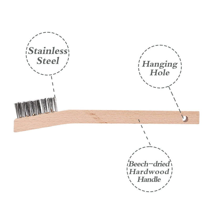 Wood Handle Wire Scratch Brush Sets (18, 18Pack-7in Stainless Steel Small Wire Scratch Brushes with Beech Wood Handle) 18
