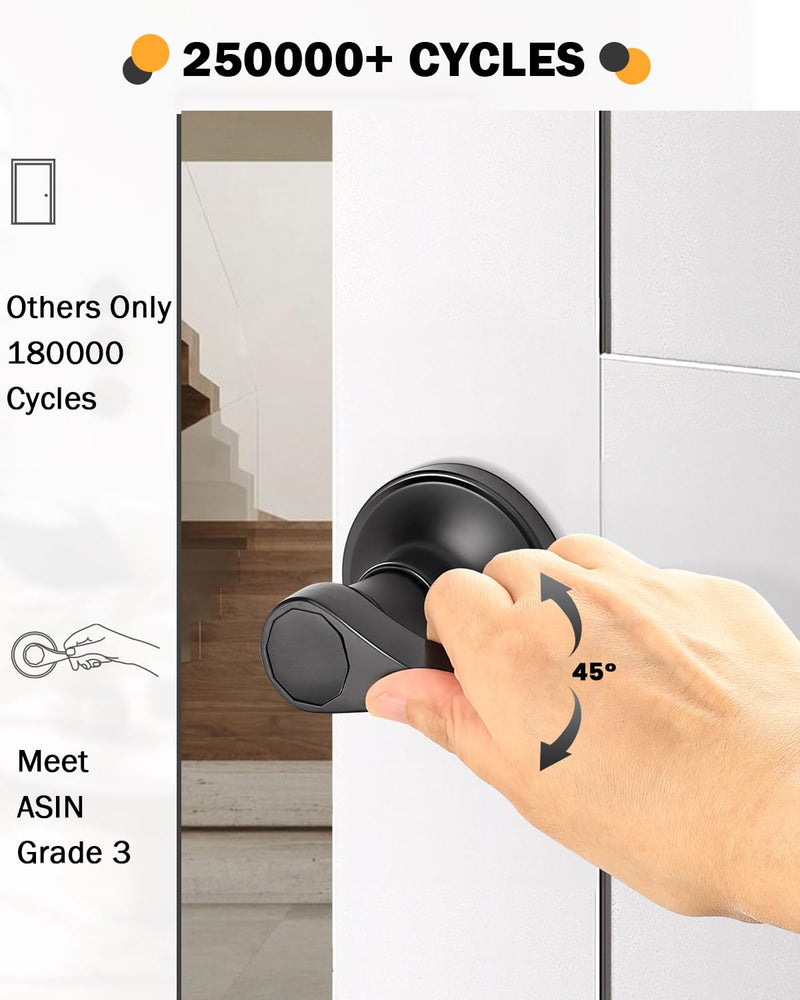 Gobrico 1 Pack Matte Black Passage Interior Door Lever Handles, Wave/Drop Style No Locking Reversible Door Knobs for Hallway Closet