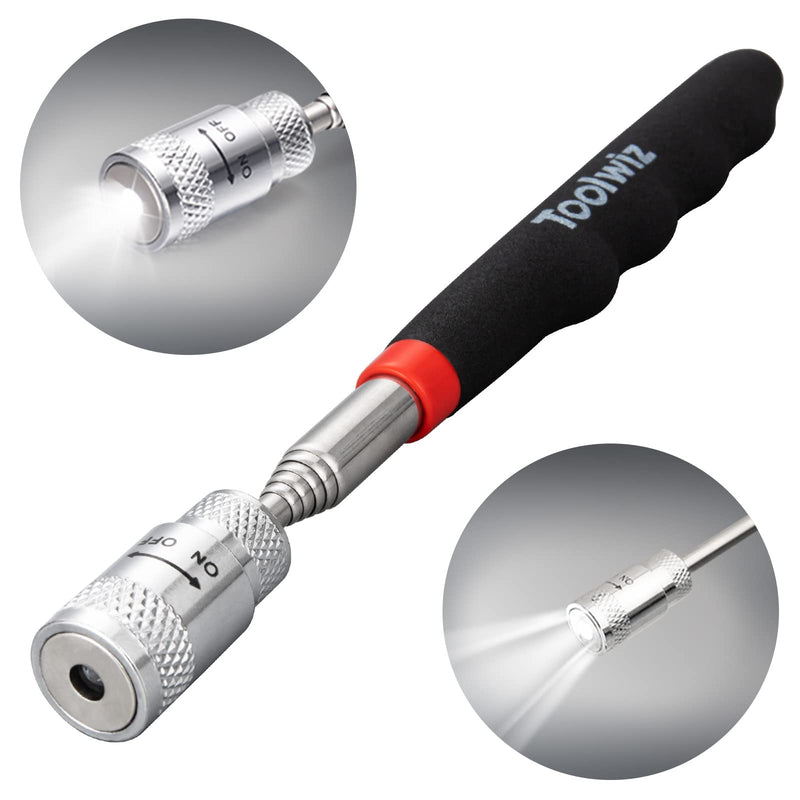 Toolwiz Magnetic Telescoping Pickup Tool 8 Lb with LED light, Portable Extendable Magnet Pickup Tool 7.7-32 Inch/19-80cm Extendable Retrieving Tool, 8 Lbs Lifting Capacity, Christmas Gifts for Men