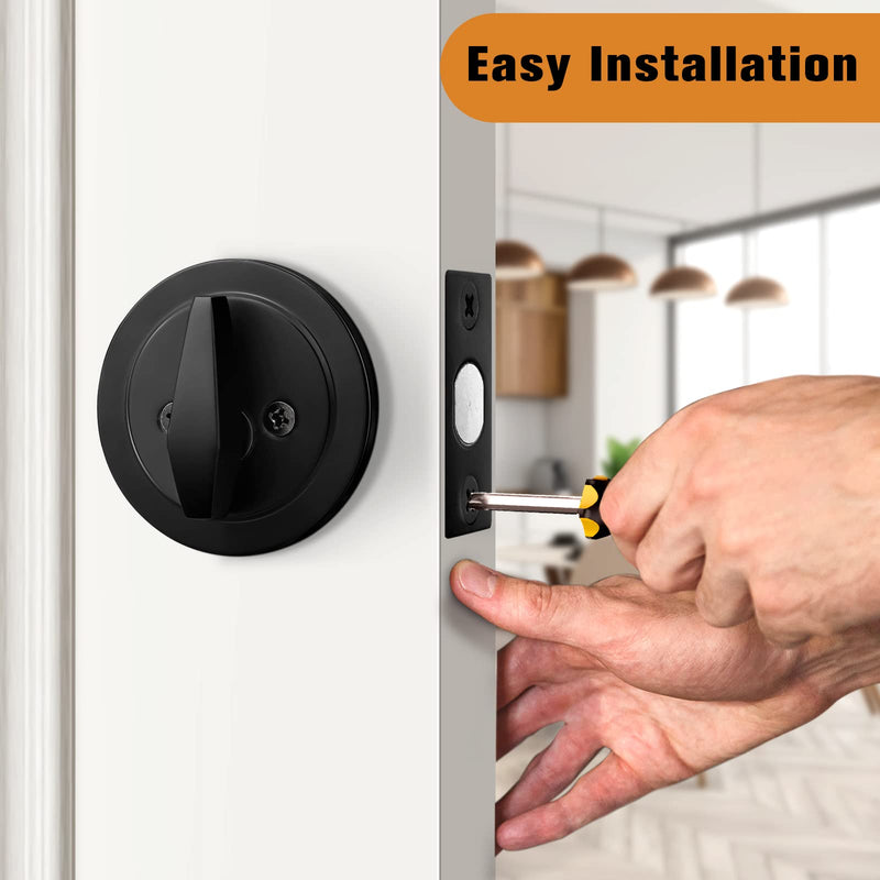 Probrico Black Single Cylinder Deadbolt,Keyed One Side,Residential Security Round Door Lock for Interior and Exterior,4Pack 4