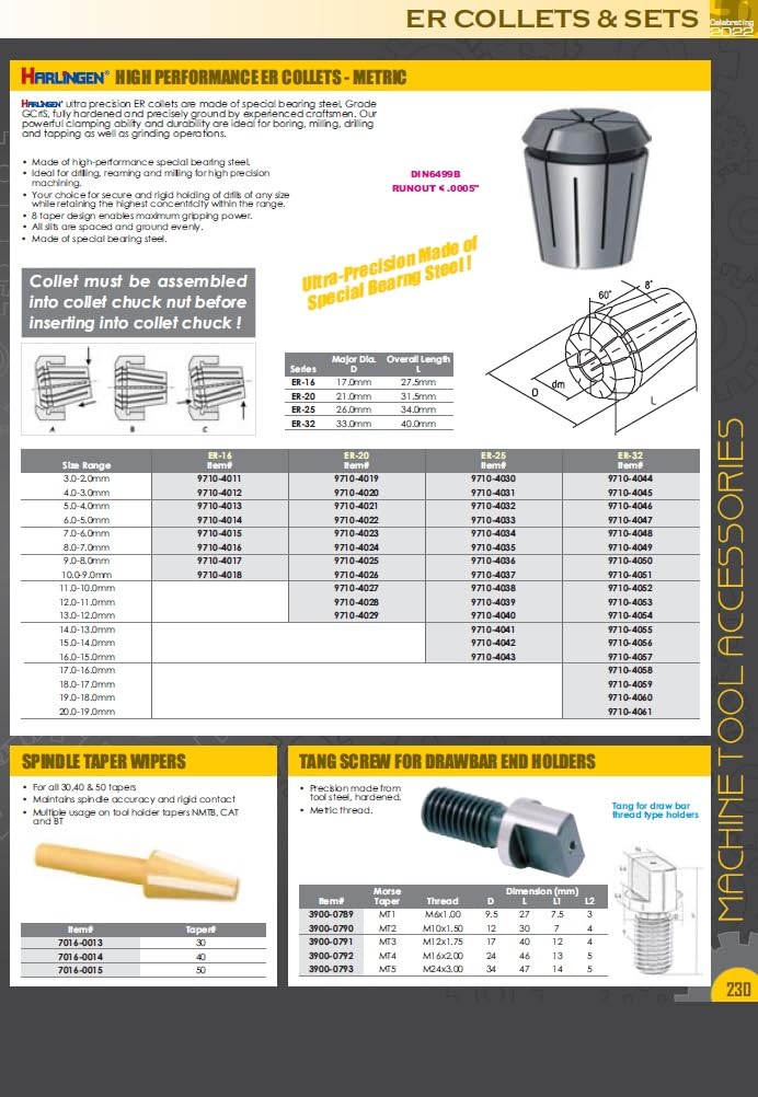 HHIP 3900-5154 ER-16 Spring Collet, 3/16"