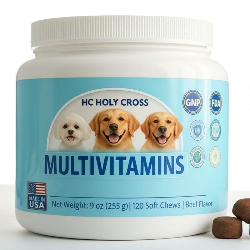 24-in-1 Dog Multivitamin Soft Chews for Dogs - Hip and Joint Supplement with Glucosamine, Chondroitin, Probiotics & Omega 3 - Immune Support, Skin & Coat Health - 120 Count - Beef Flavor